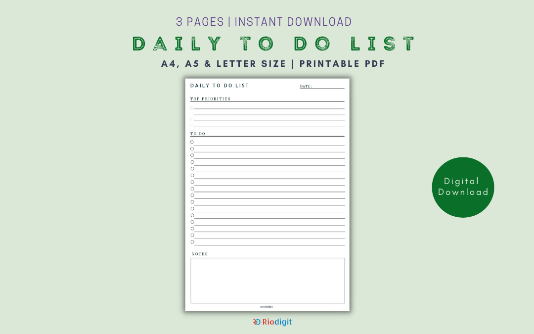 Daily To Do List Printable (FREE) - Riodigit