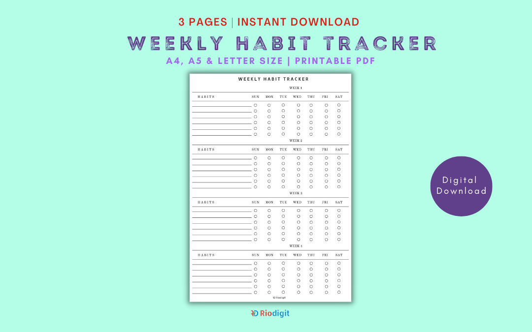 Weekly Habit Tracker Printable - Riodigit