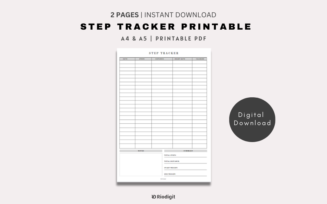 Step Tracker Printable Riodigit: Design assets Printables Social