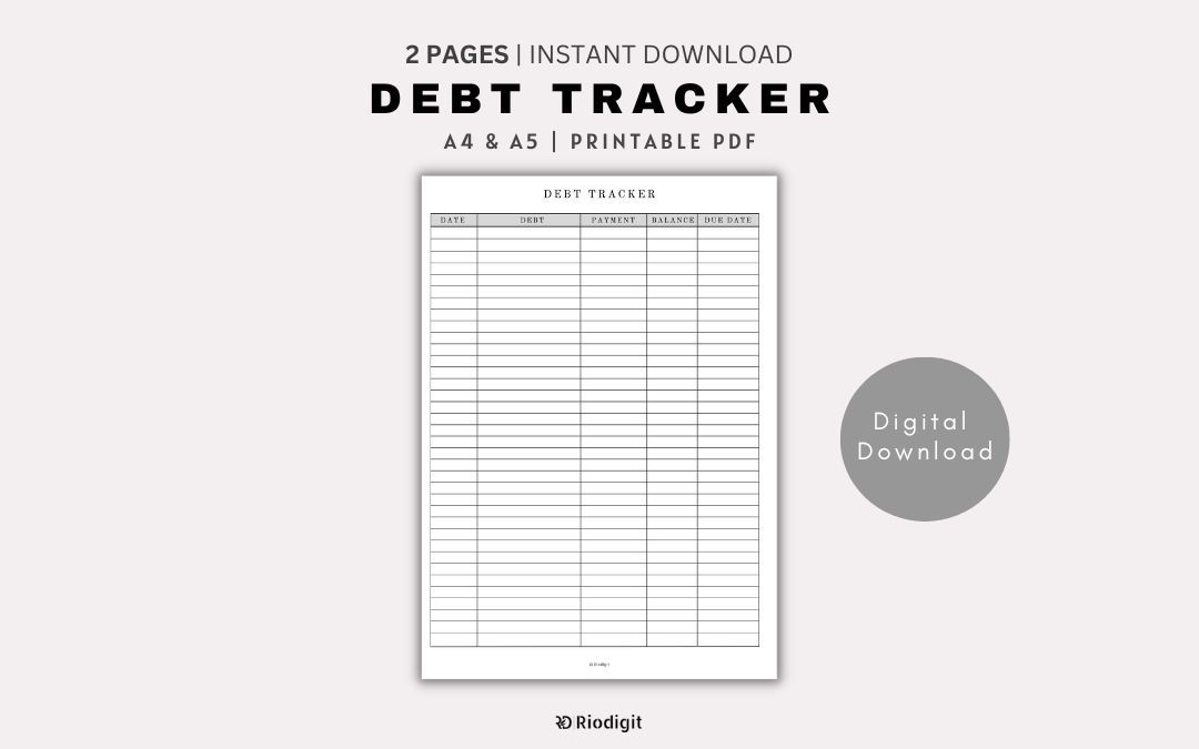 Debt Tracker Printable - Riodigit