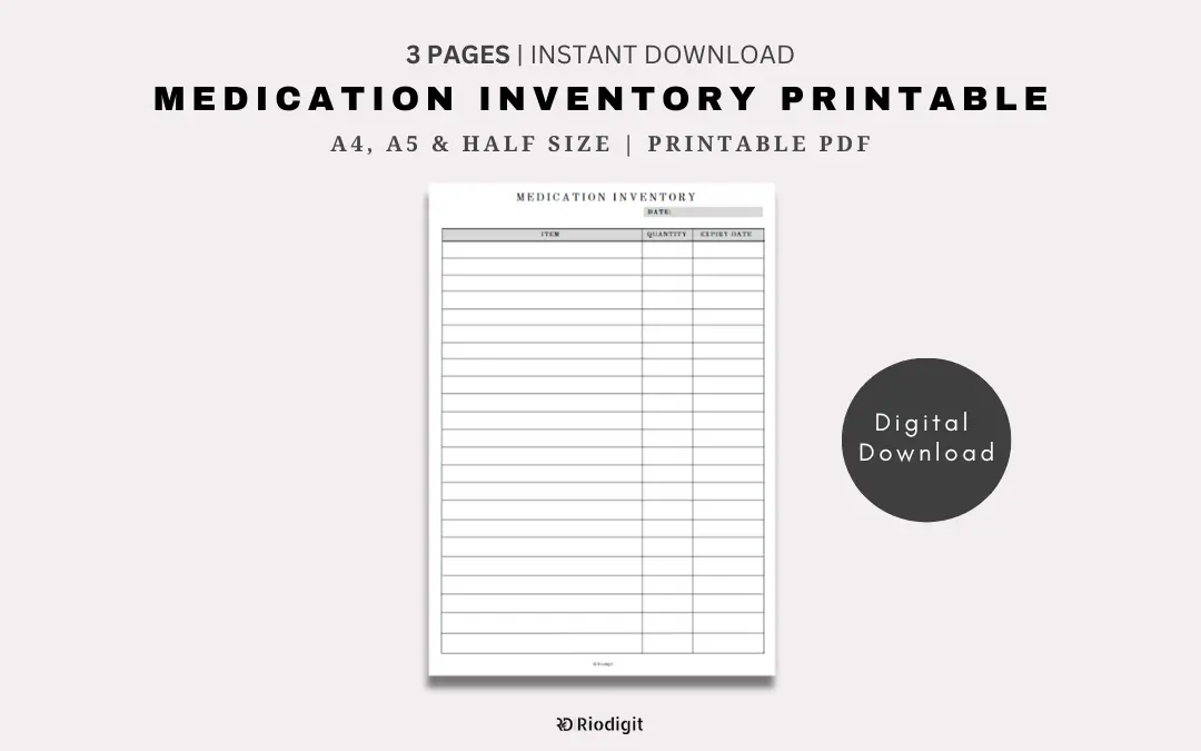 Medication Inventory Sheet.pdf Medication Inventory Printable - Riodigit: Design assets Printables ...